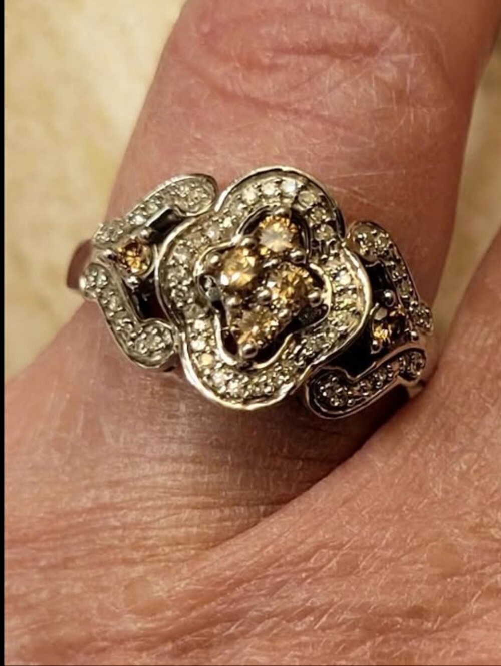 Champagne/White Diamond Ring FIRM PRICE